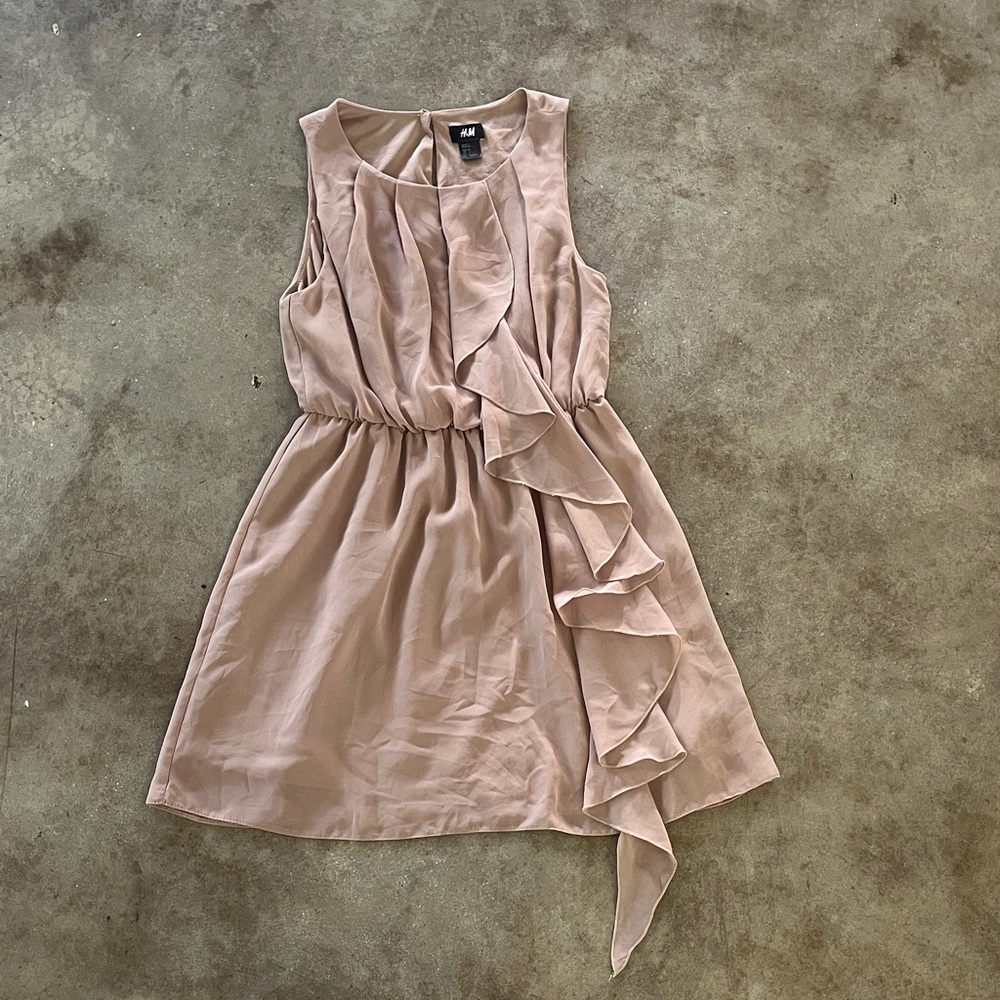 H&M Dusty Rose Ruffle Sleeveless Mini Dress